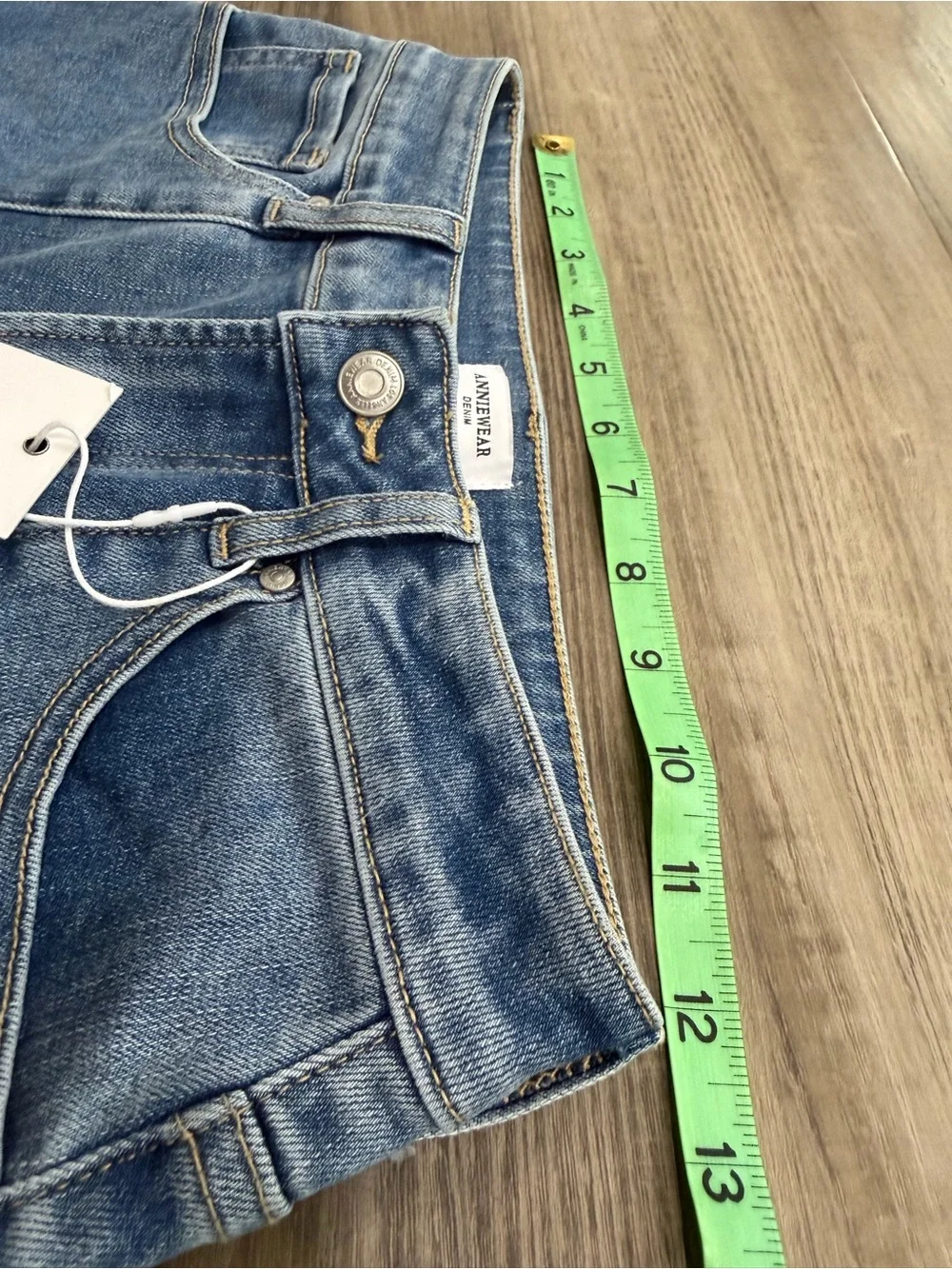 AnnieWear Denim Bermuda Jorts Long Jean Shorts High Rise Y2K NWT Small